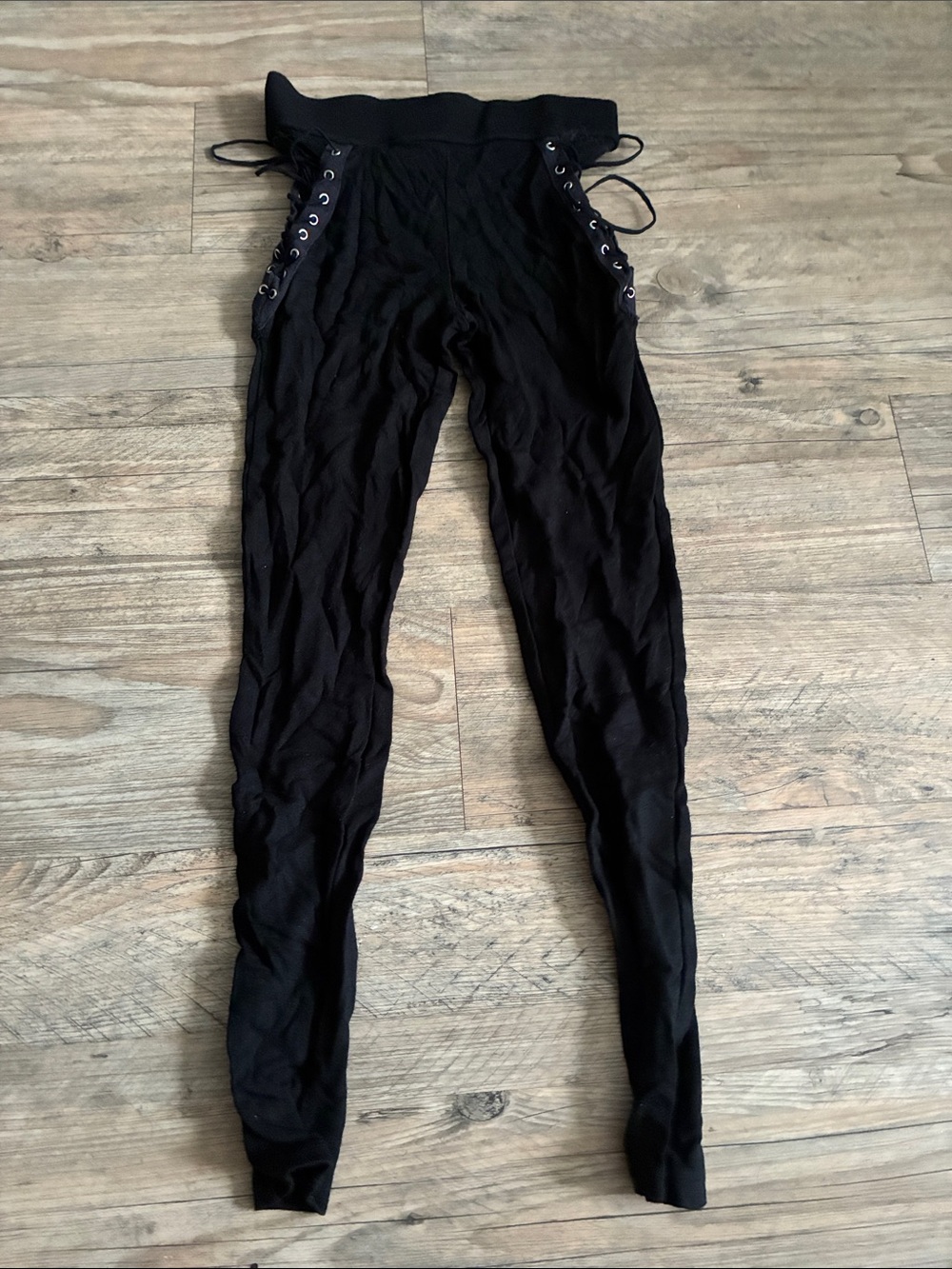 Forever 21 Black Lace-Up High Waist Leggings